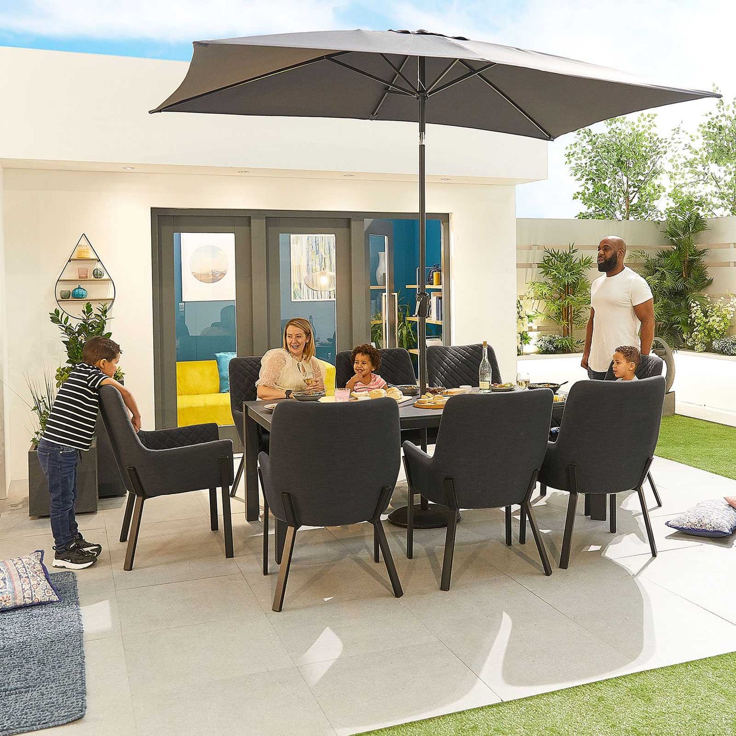 Genoa Fabric 8 Seat Dining Set