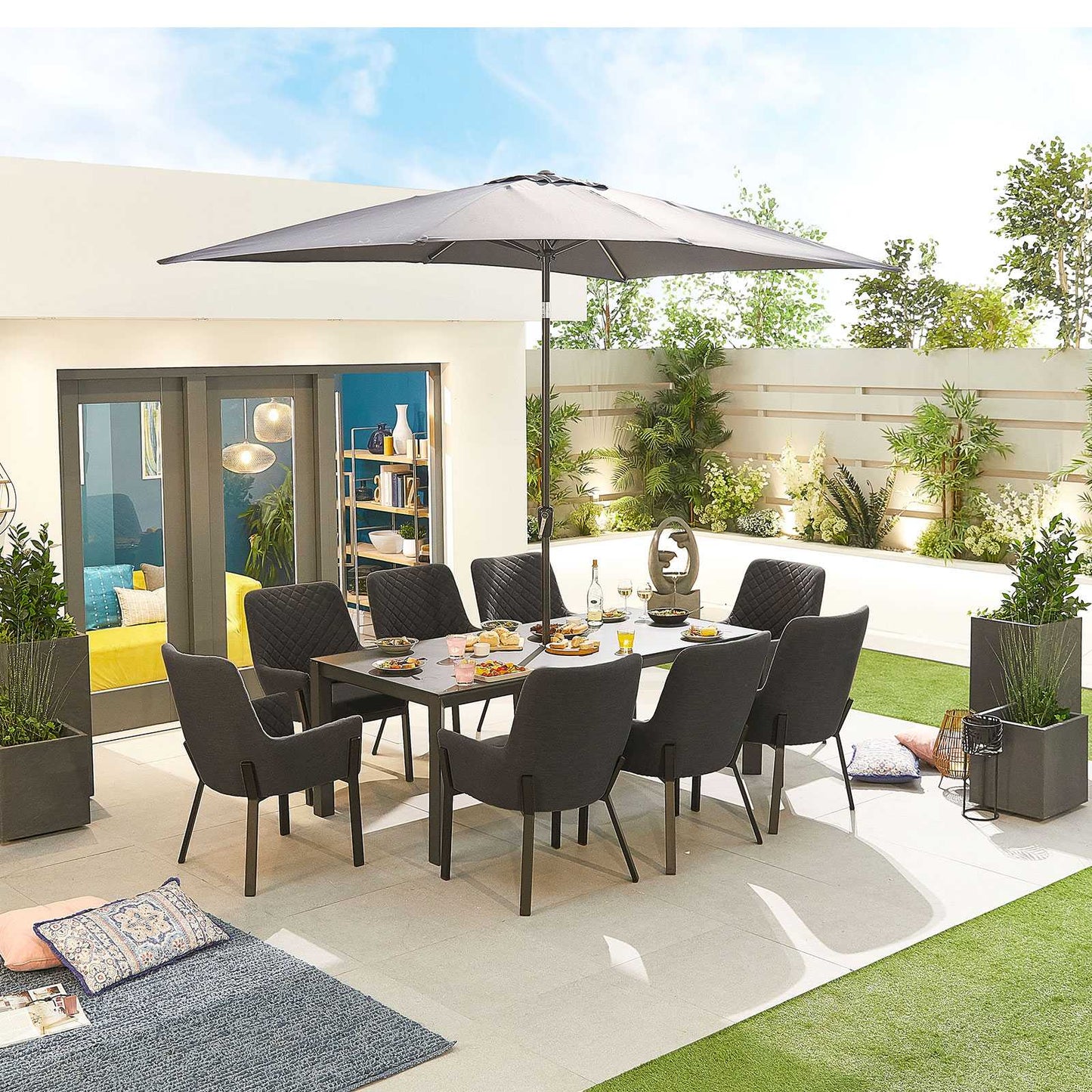 Genoa Fabric 8 Seat Dining Set
