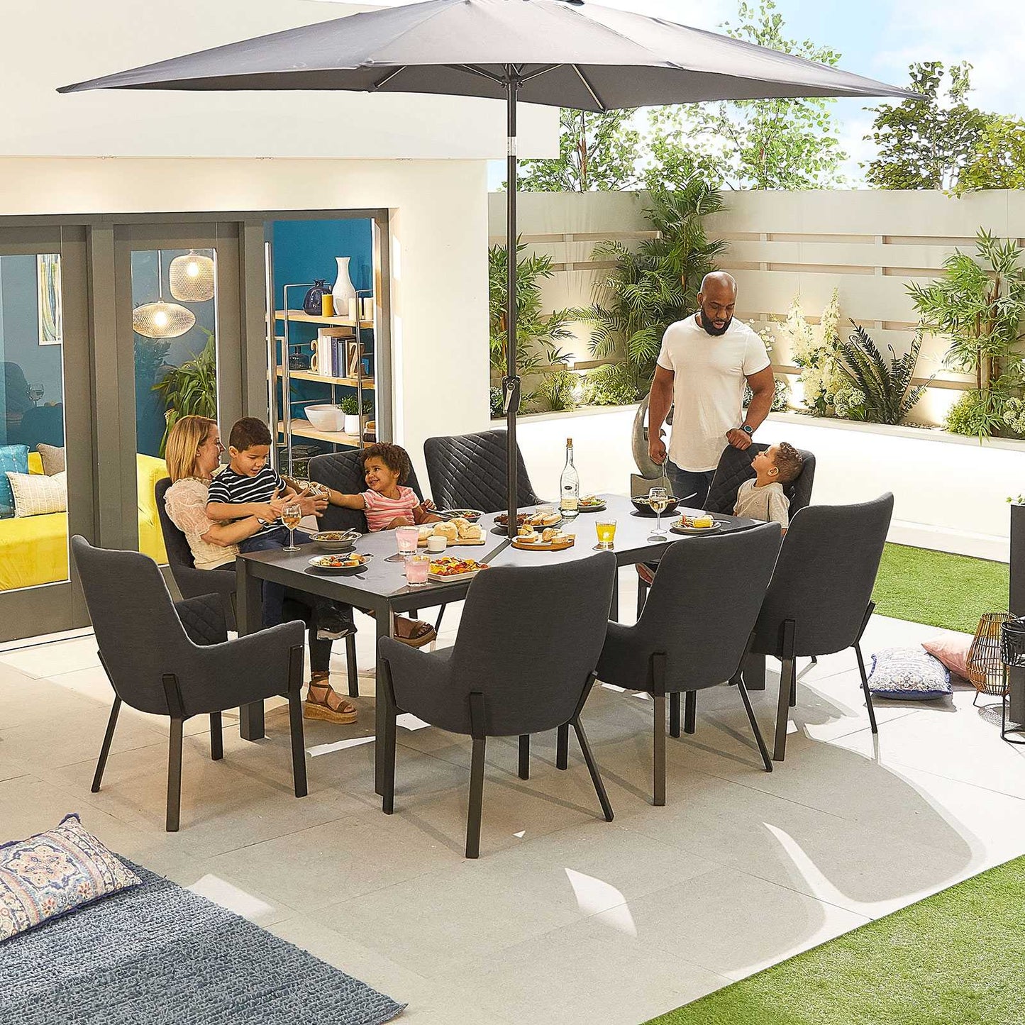 Genoa Fabric 8 Seat Dining Set