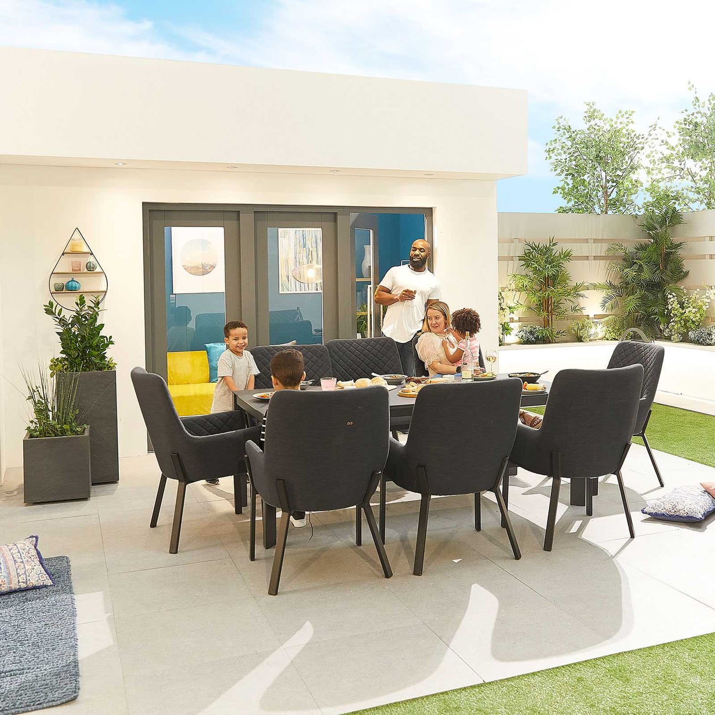 Genoa Fabric 8 Seat Dining Set