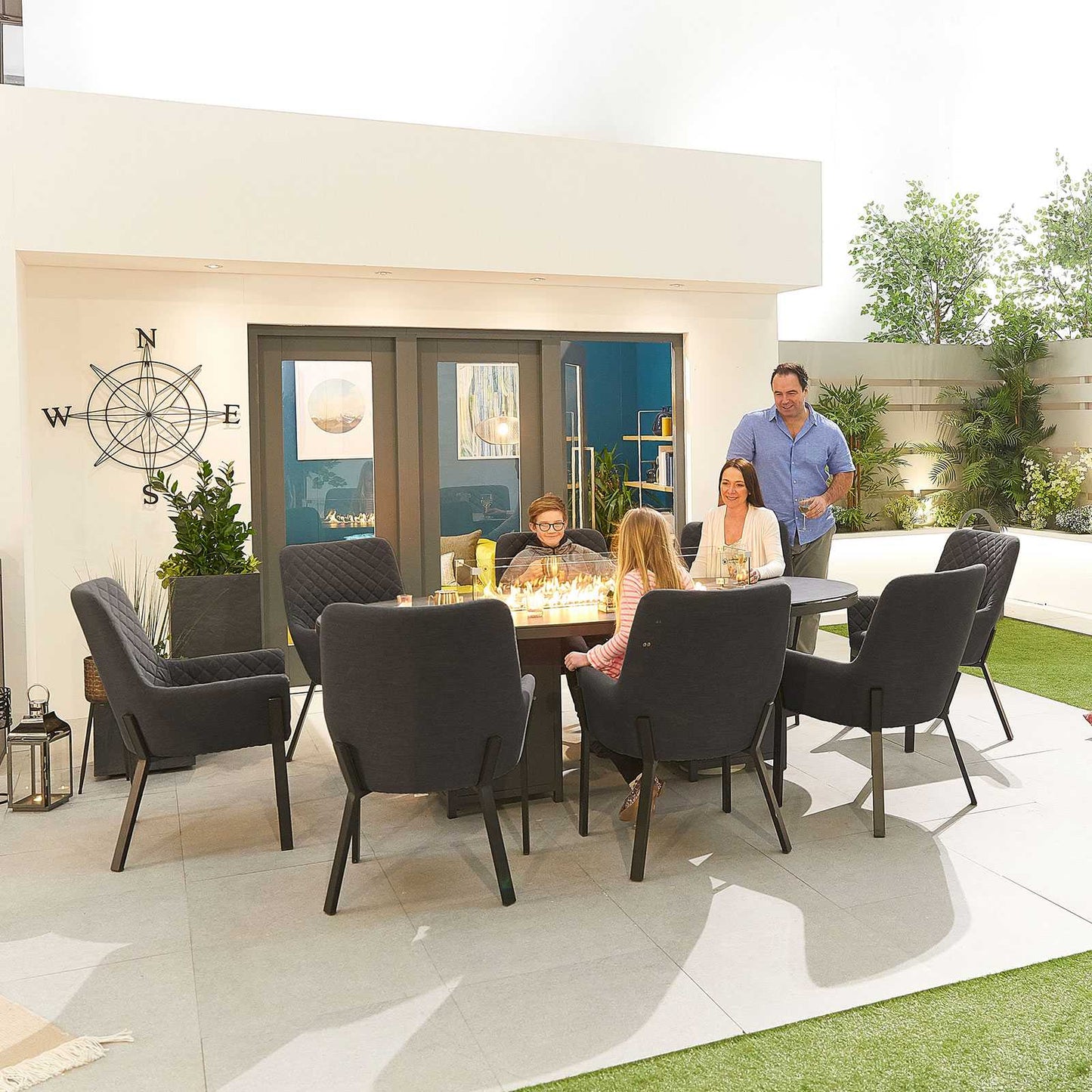 Genoa 6 Seat Dining Set with Firepit
