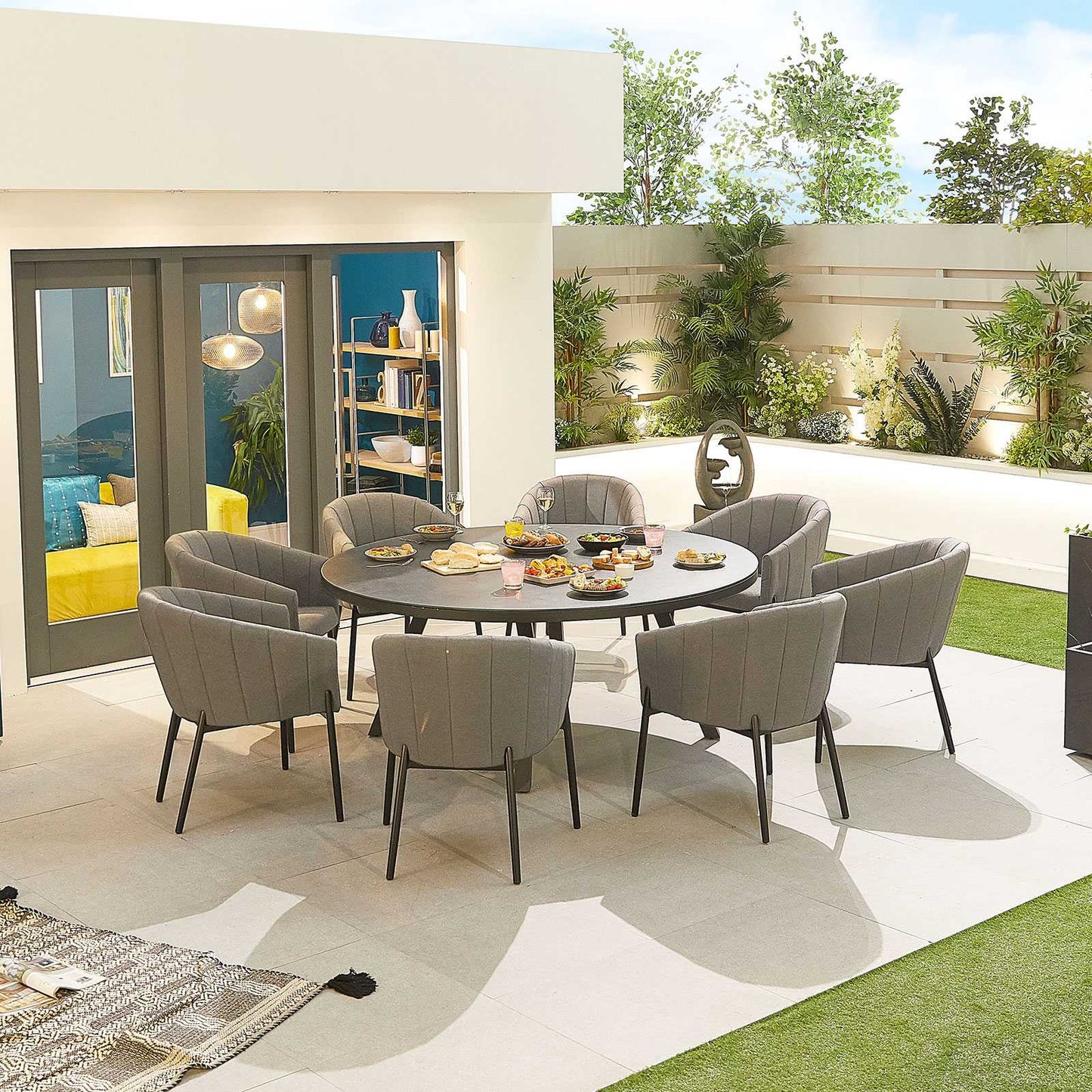 Edge Fabric 8 Seat Dining Set