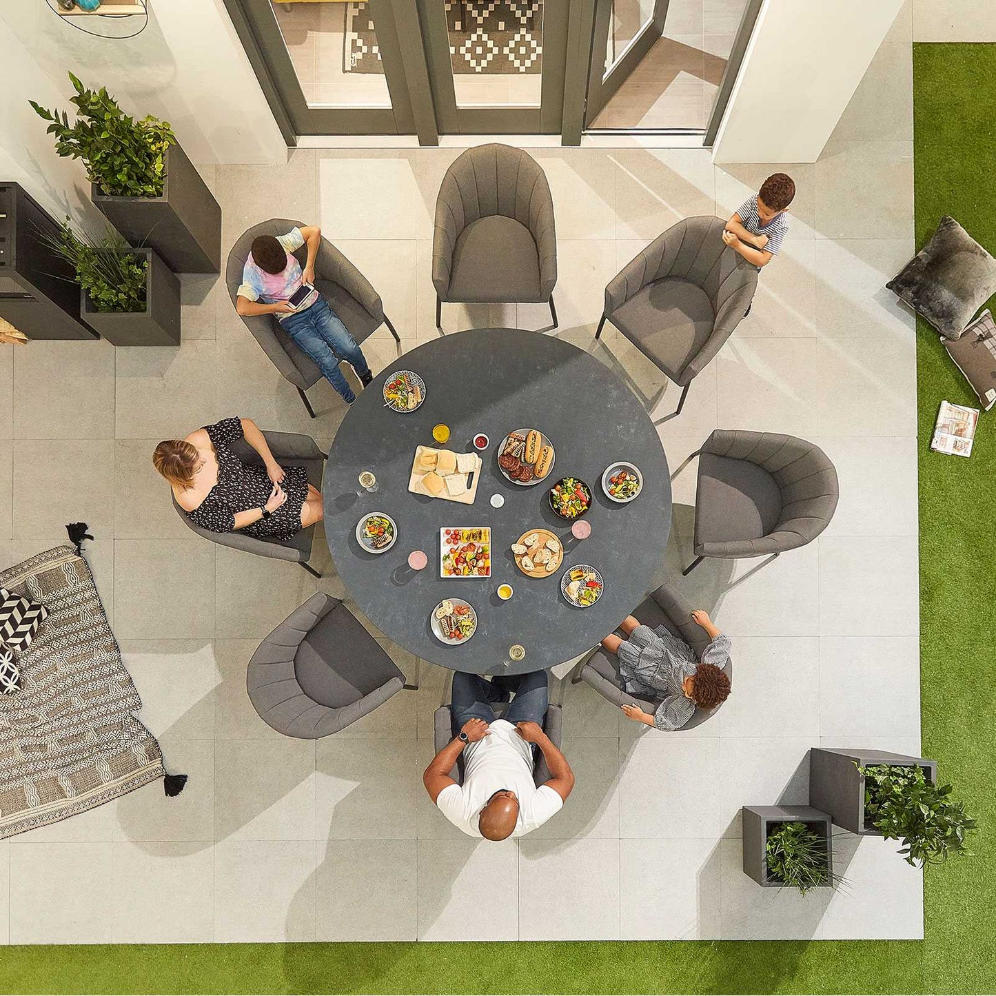 Edge Fabric 8 Seat Dining Set