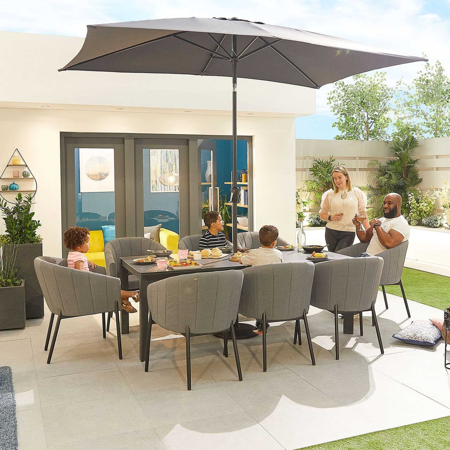 Edge Fabric 8 Seat Dining Set