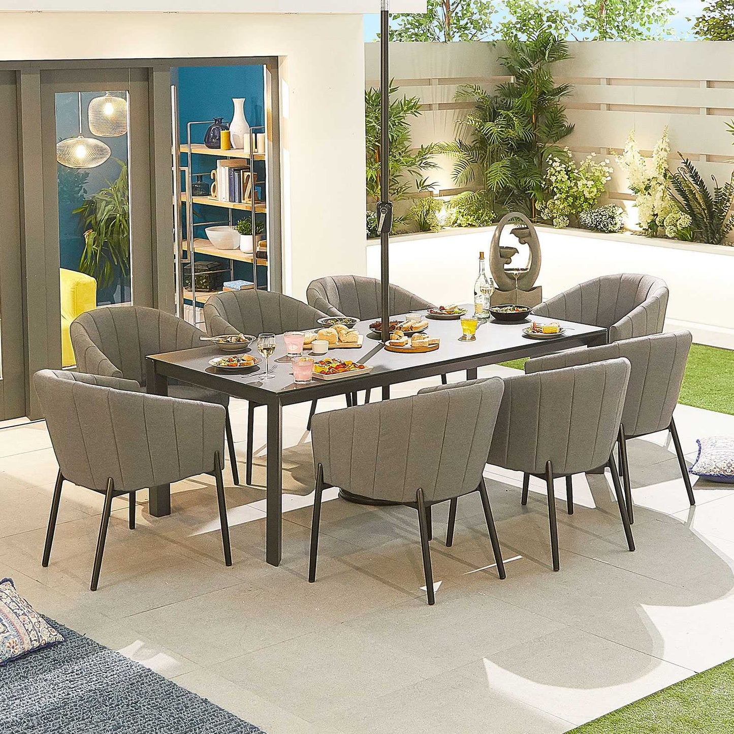 Edge Fabric 8 Seat Dining Set