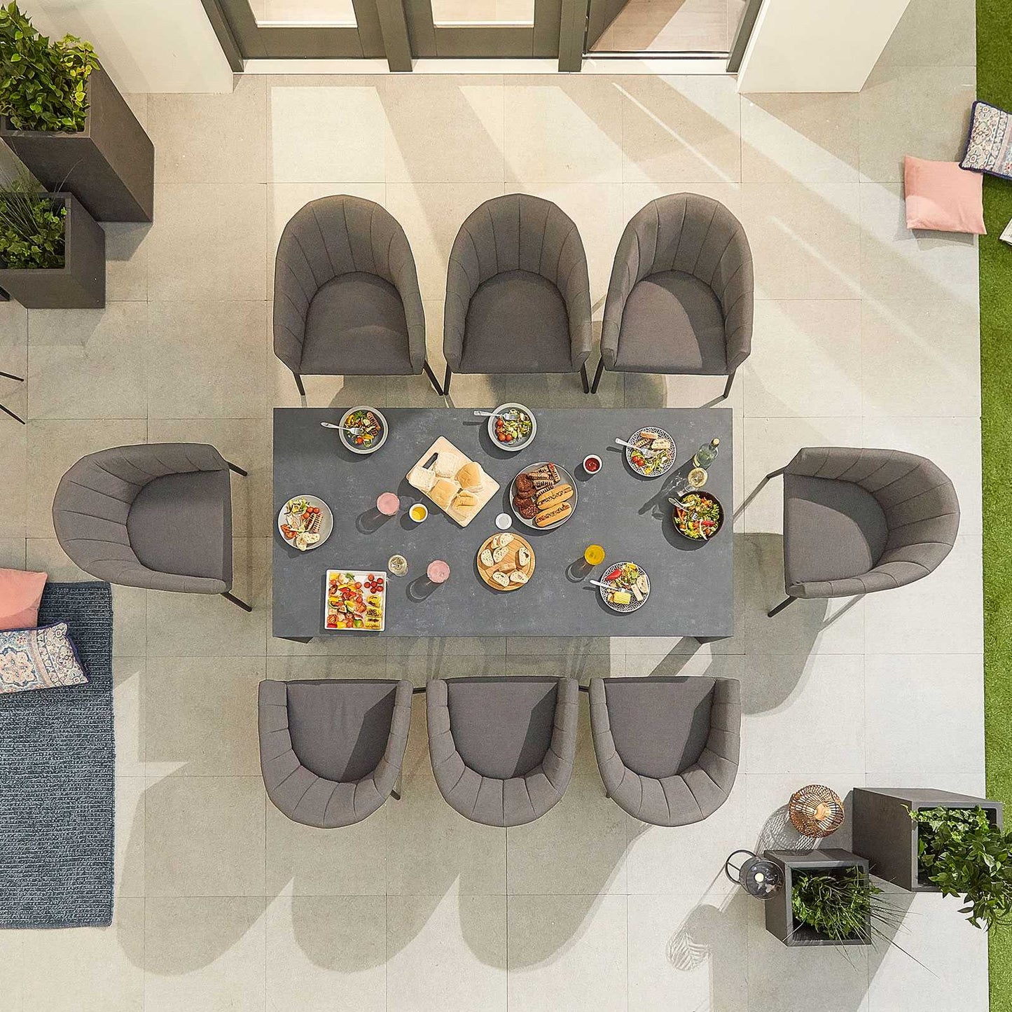 Edge Fabric 8 Seat Dining Set