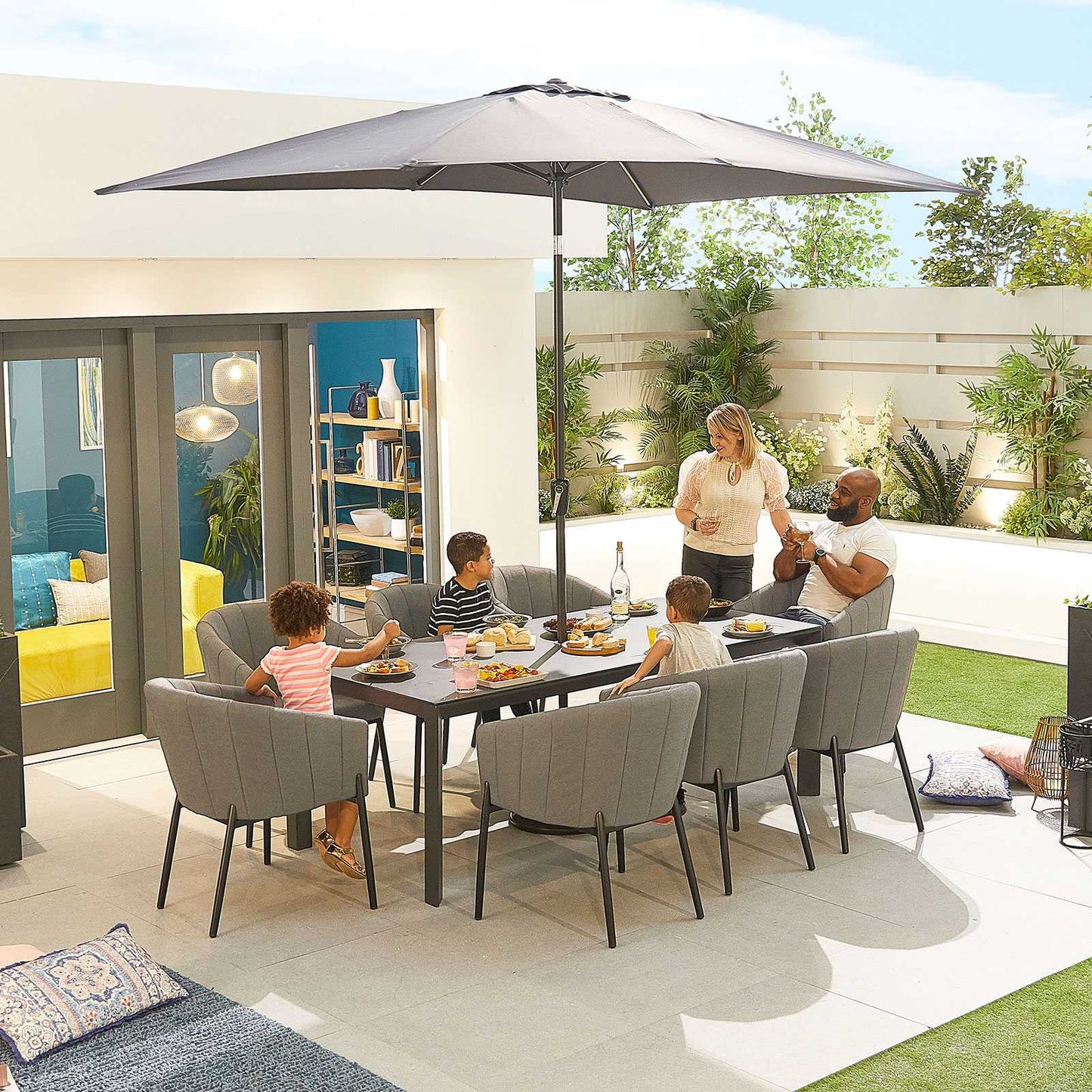 Edge Fabric 8 Seat Dining Set