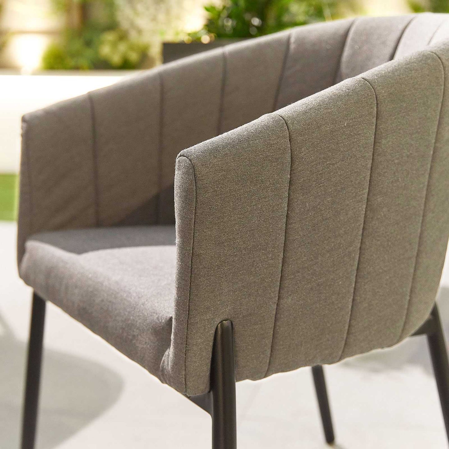 Edge Fabric 6 Seat Dining Set with Firepit