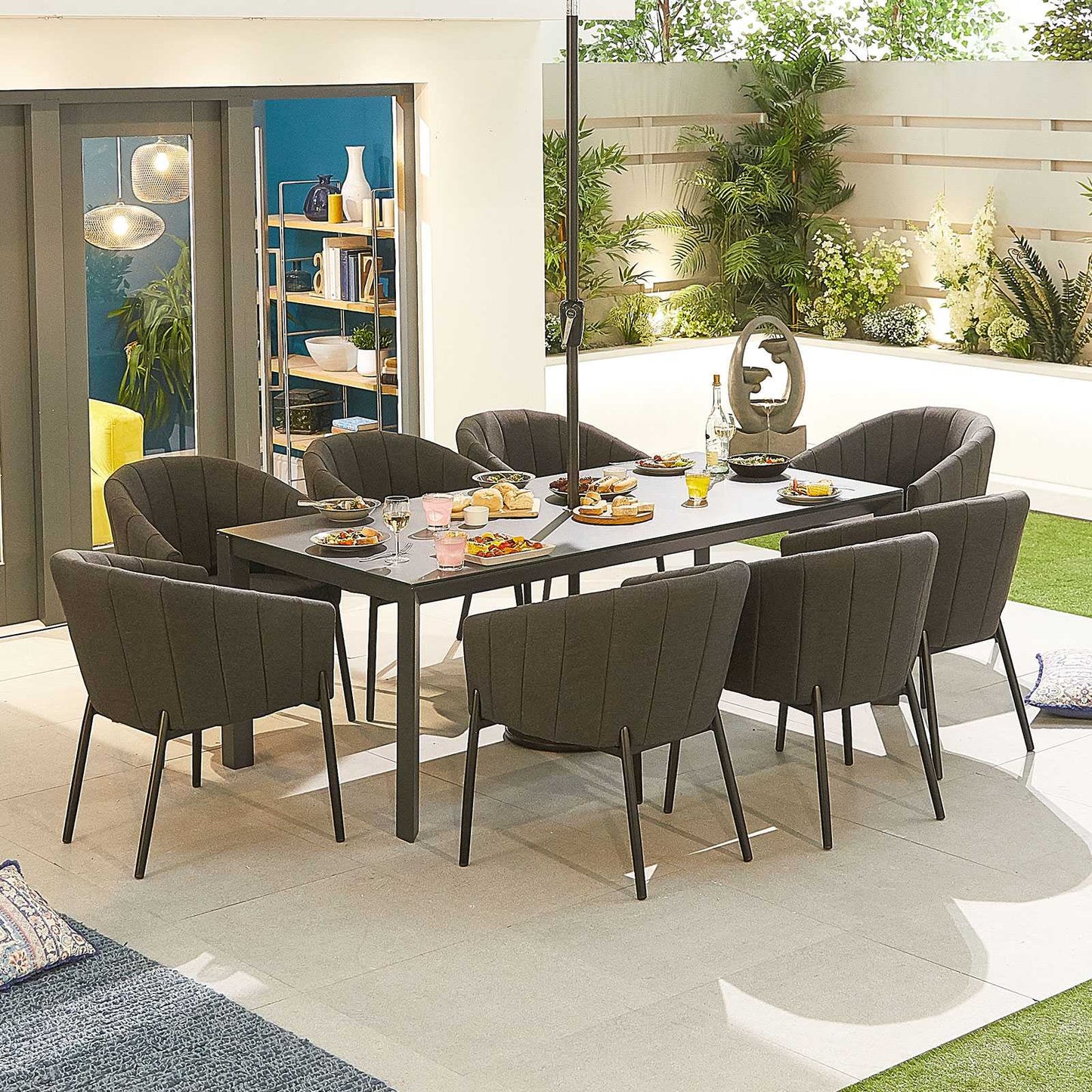Edge Fabric 8 Seat Dining Set