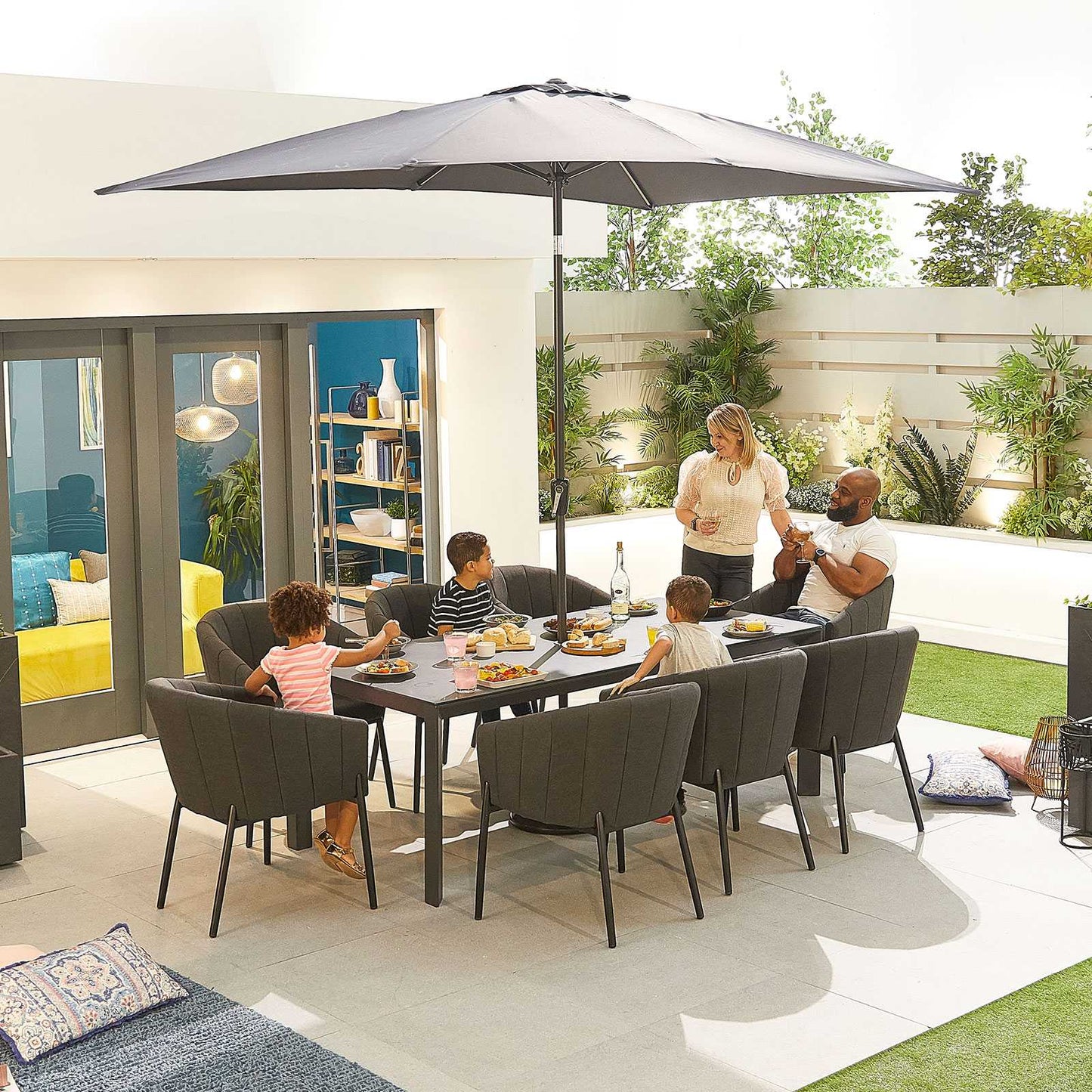 Edge Fabric 8 Seat Dining Set