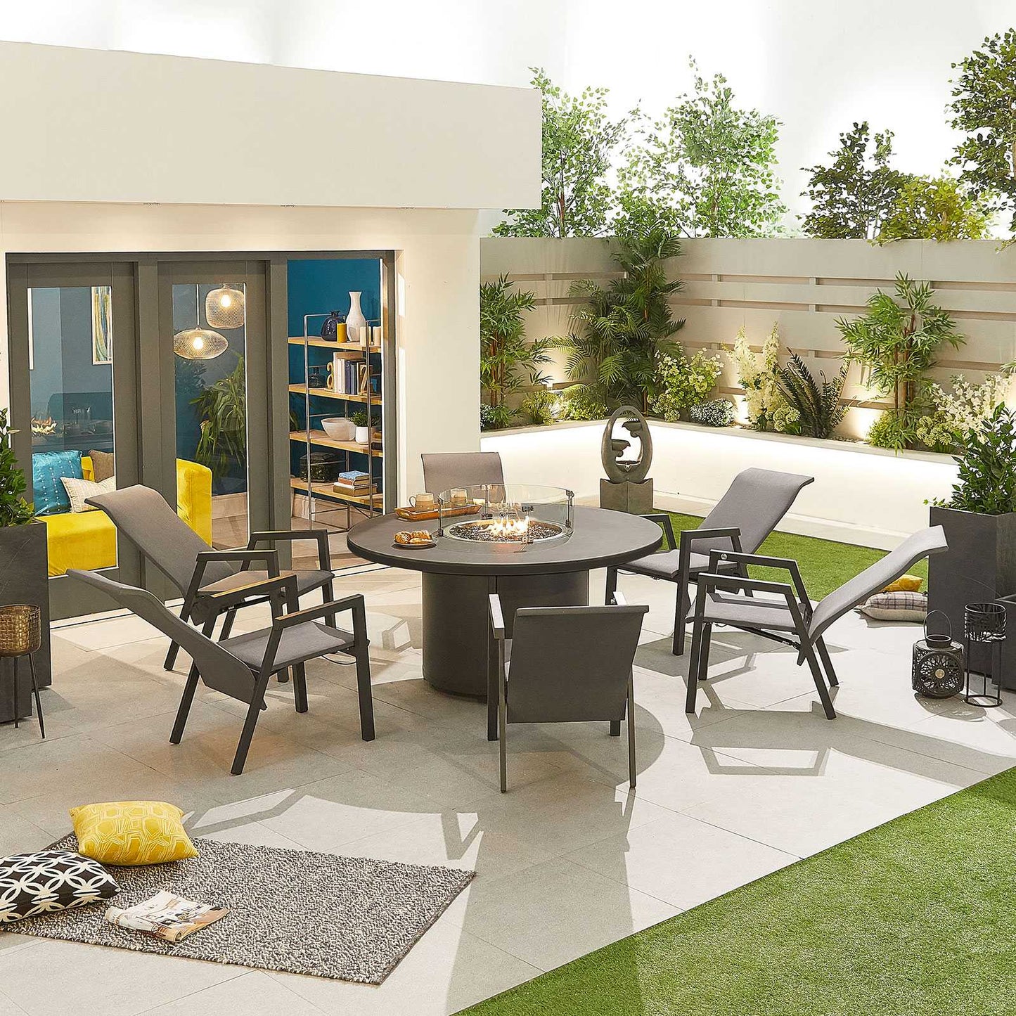 Venice 6 Seat Dining Set with Firepit