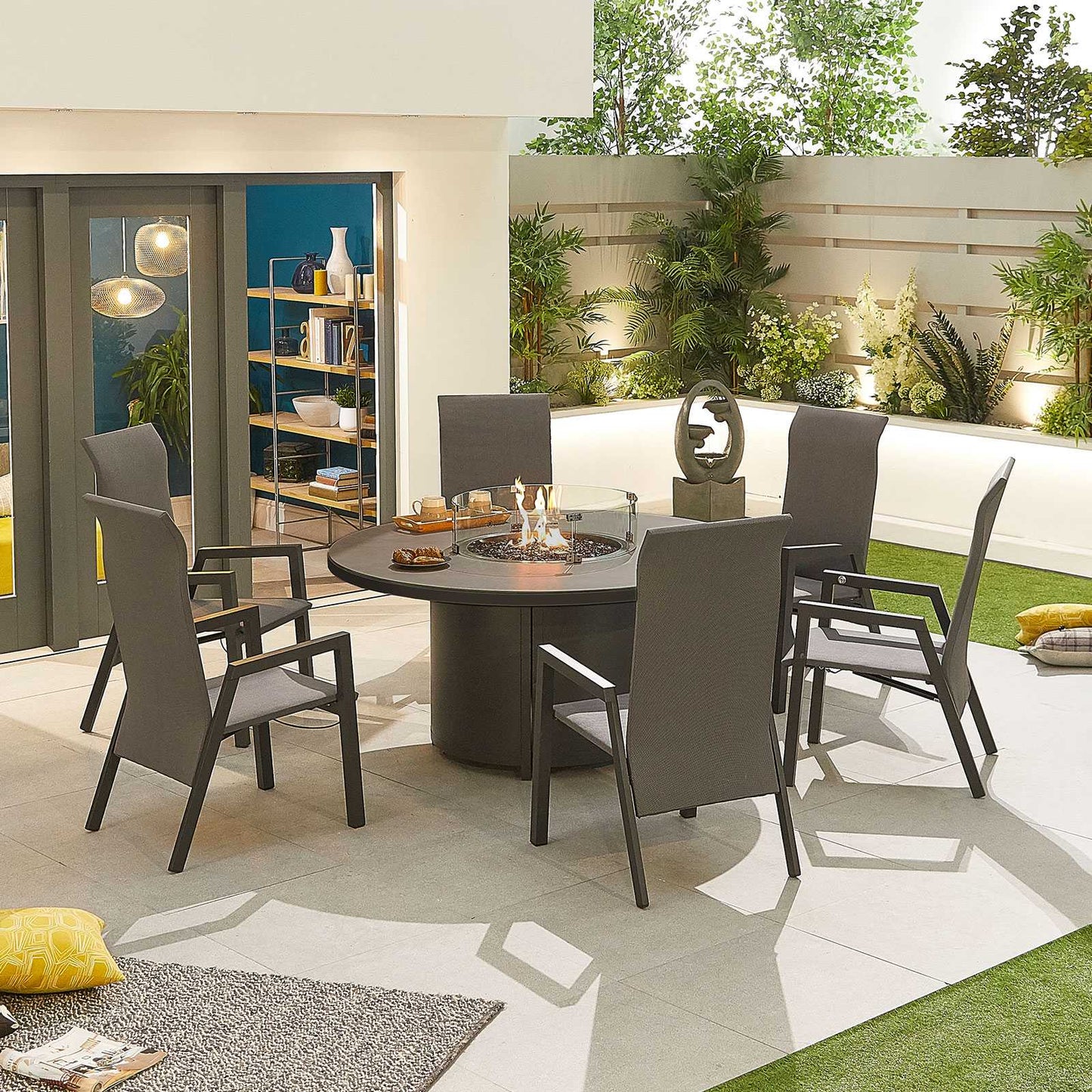 Venice 6 Seat Dining Set with Firepit