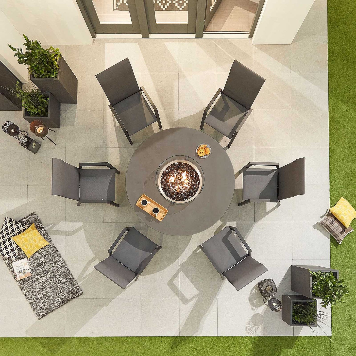 Venice 6 Seat Dining Set with Firepit