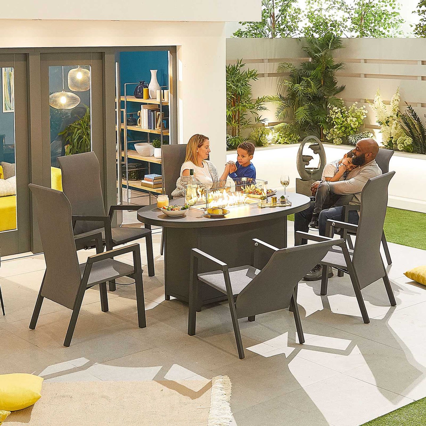 Venice 6 Seat Dining Set with Firepit