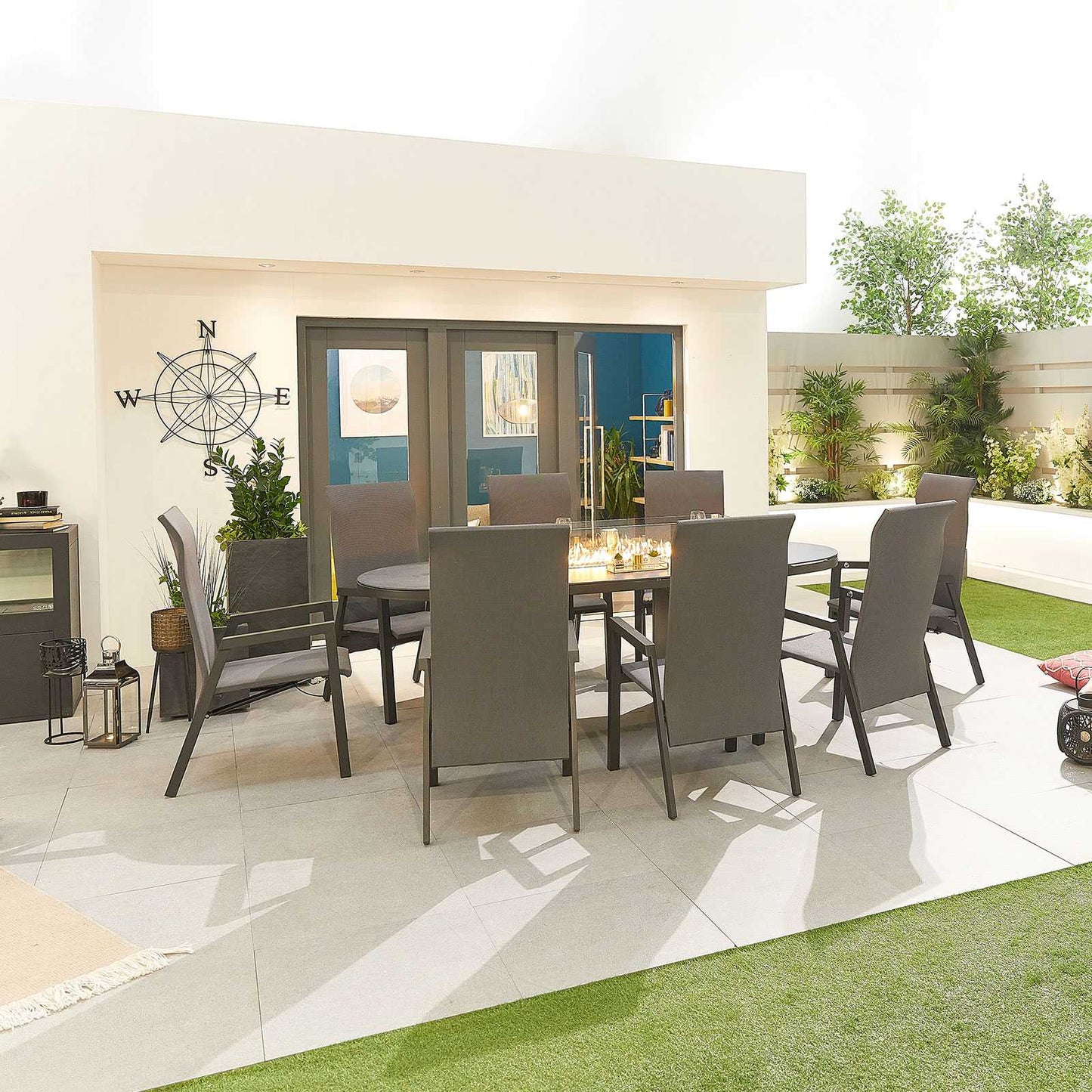 Carolina 8 Seat Dining Set with Fire Pit