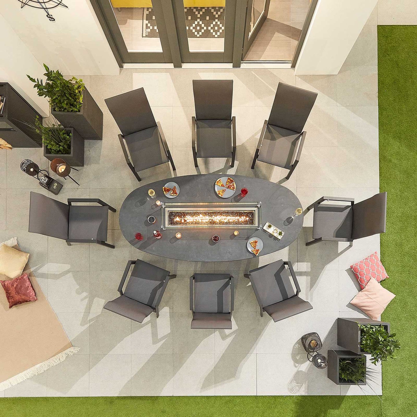 Carolina 6 Seat Dining Set with Firepit