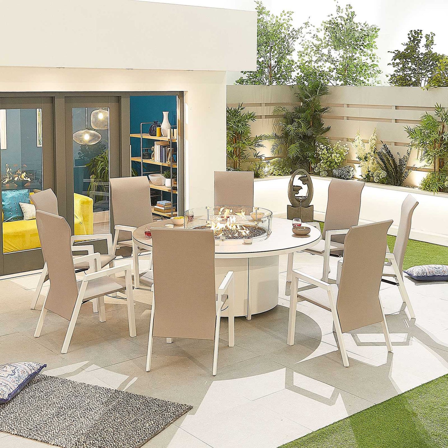 Carolina 6 Seat Dining Set with Firepit