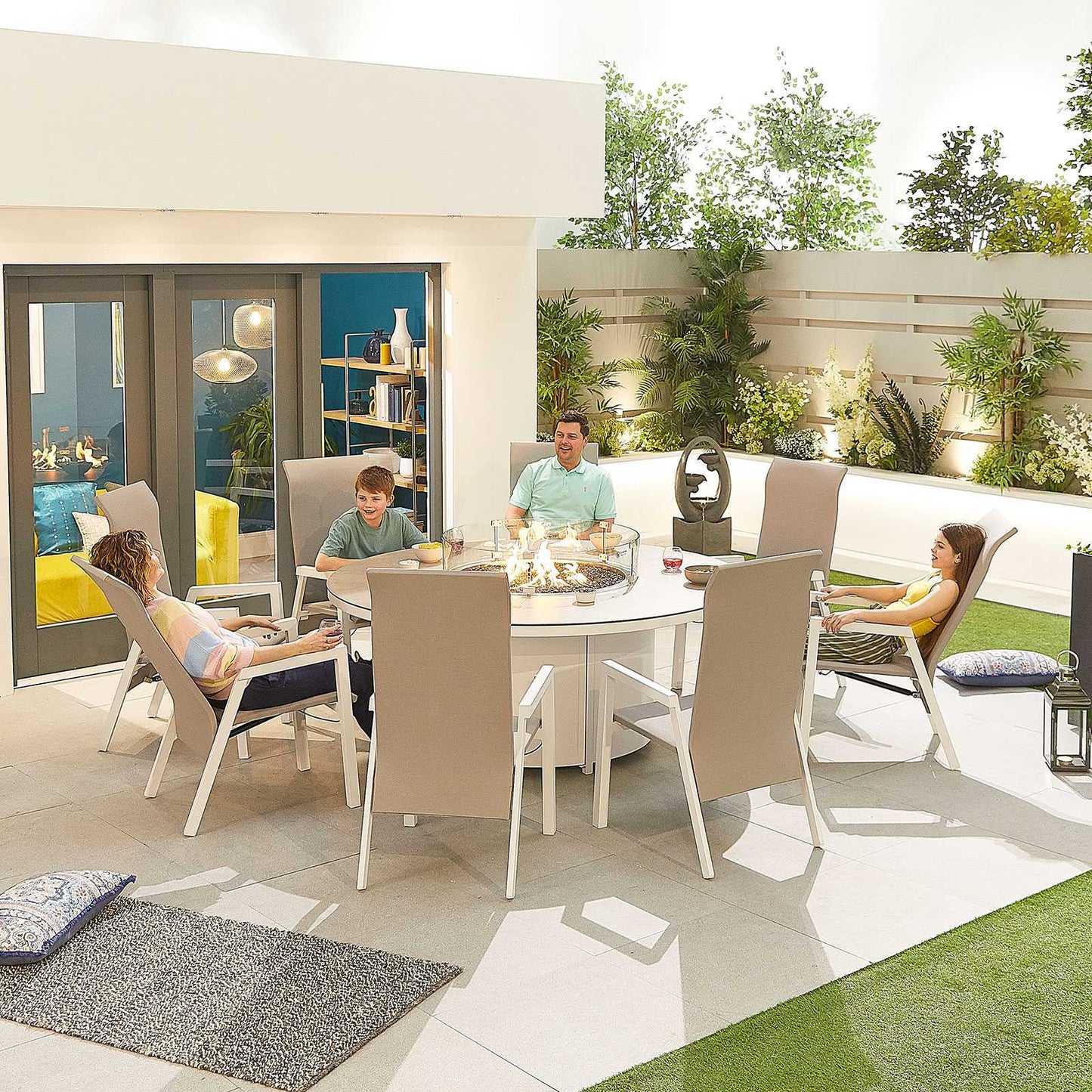 Carolina 6 Seat Dining Set with Firepit
