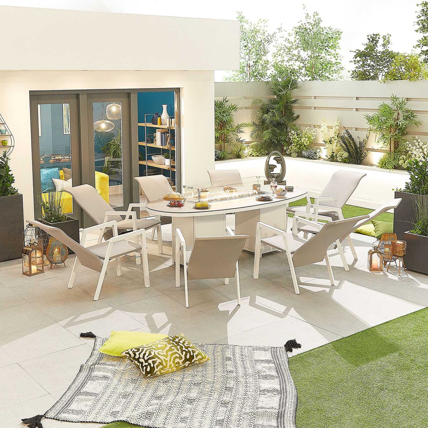 Carolina 6 Seat Dining Set with Firepit