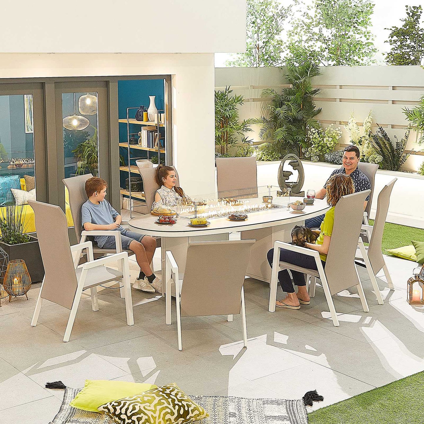 Carolina 6 Seat Dining Set with Firepit