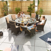 Ruxley 8 Seat Dining Set with Fire Pit