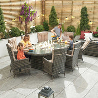 Ruxley 8 Seat Dining Set with Fire Pit