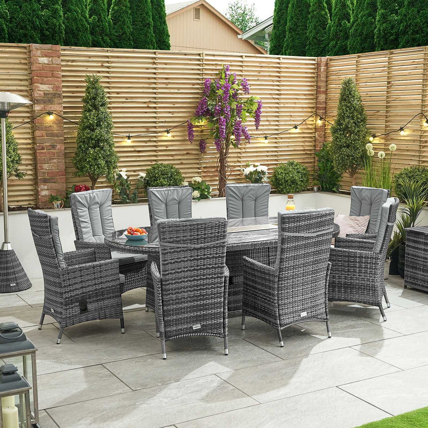 Ruxley 8 Seat Dining Set with Fire Pit