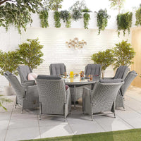 Carolina 8 Seat Dining Set with Fire Pit