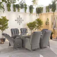 Venice 8 Seat Dining Set with Firepit