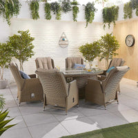 Carolina 8 Seat Dining Set with Fire Pit