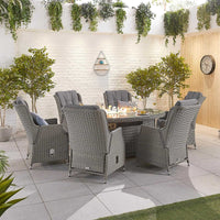 Carolina 8 Seat Dining Set with Fire Pit