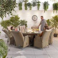 Carolina 8 Seat Dining Set with Fire Pit