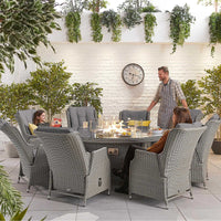Carolina 8 Seat Dining Set with Fire Pit