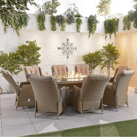 Carolina 8 Seat Dining Set with Fire Pit
