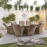 Carolina 8 Seat Dining Set with Fire Pit