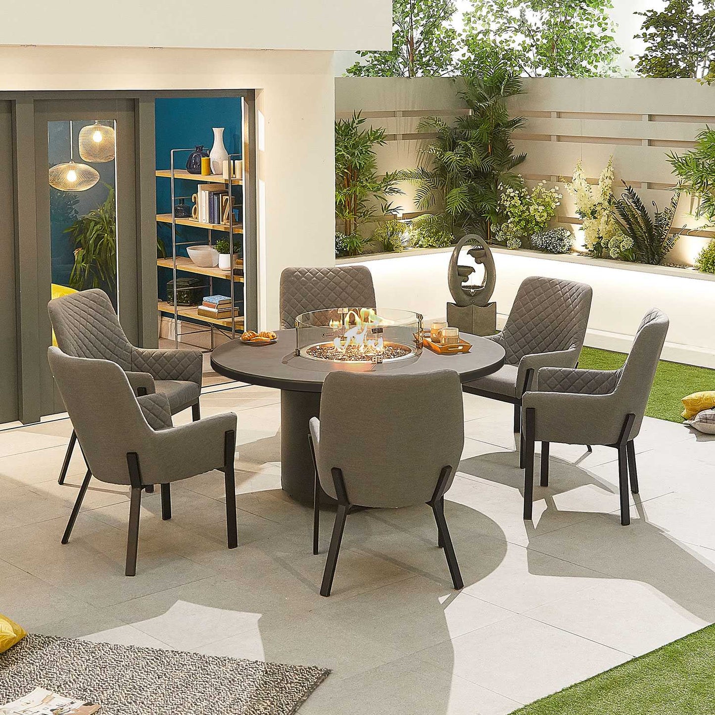 Genoa 6 Seat Dining Set with Firepit