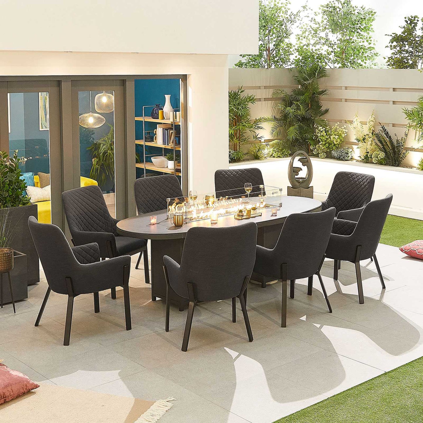 Genoa 6 Seat Dining Set with Firepit