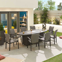 Hugo Fabric 8 Seat Dining Set with Firepit