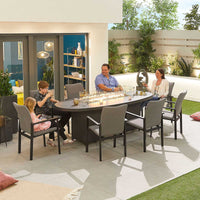 Hugo Fabric 8 Seat Dining Set with Firepit