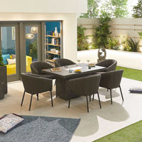 Edge Fabric 6 Seat Dining Set with Firepit
