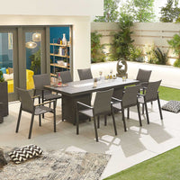 Roma 8 Seat Dining Set with Firepit