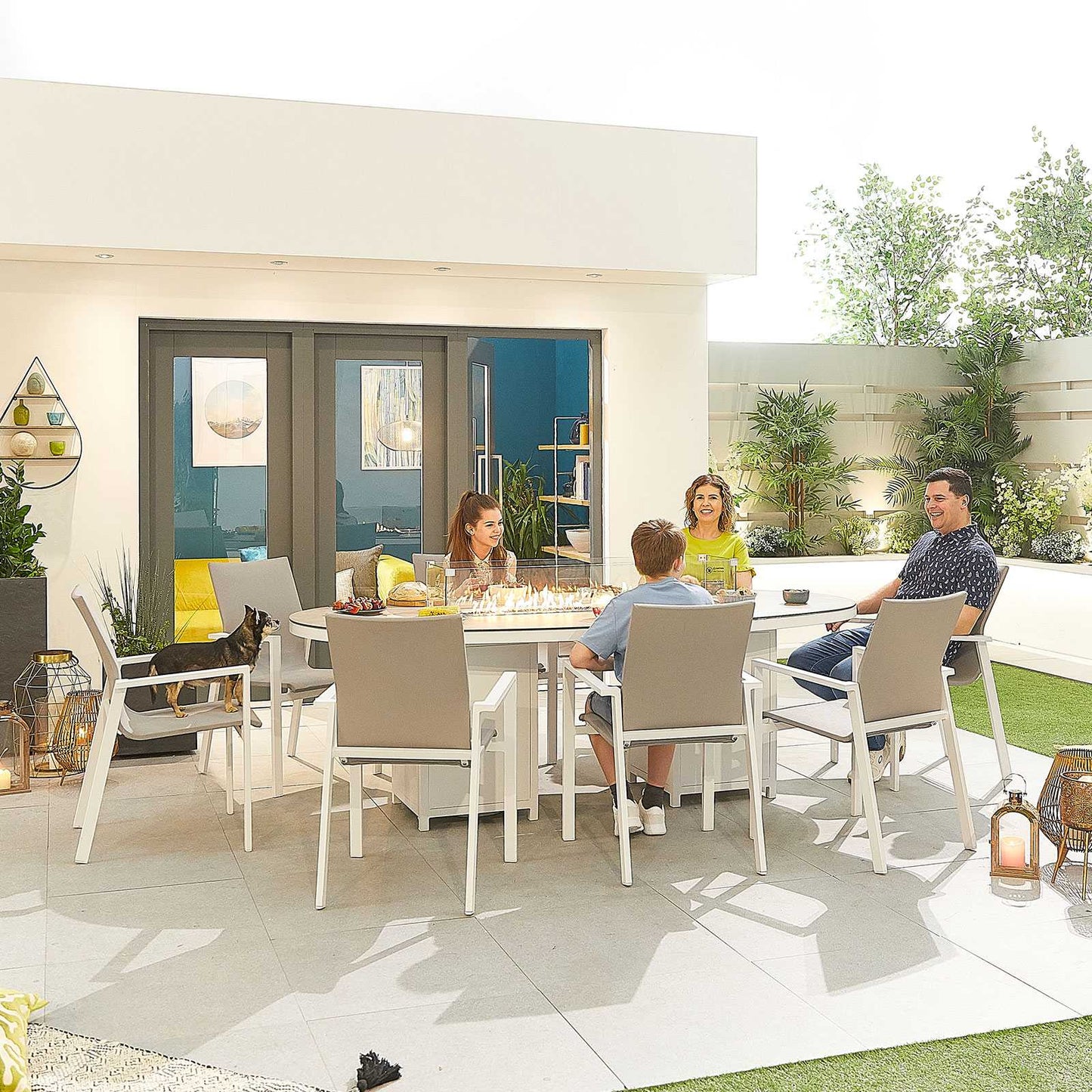 Roma 8 Seat Dining Set with Firepit