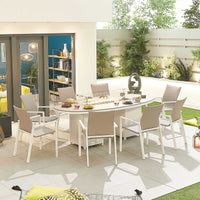 Roma 8 Seat Dining Set with Firepit