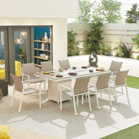 Roma 8 Seat Dining Set with Firepit