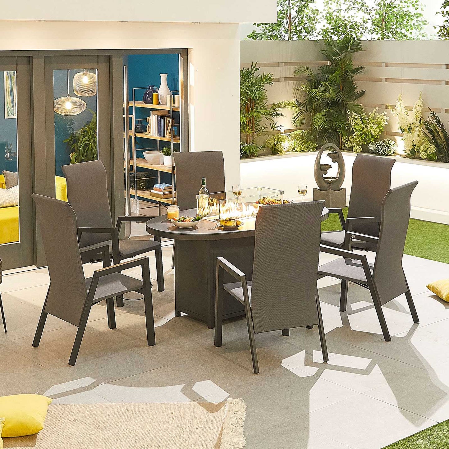 Venice 6 Seat Dining Set with Firepit