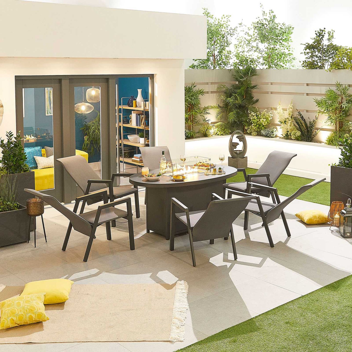 Venice 6 Seat Dining Set with Firepit