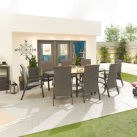 Carolina 8 Seat Dining Set with Fire Pit