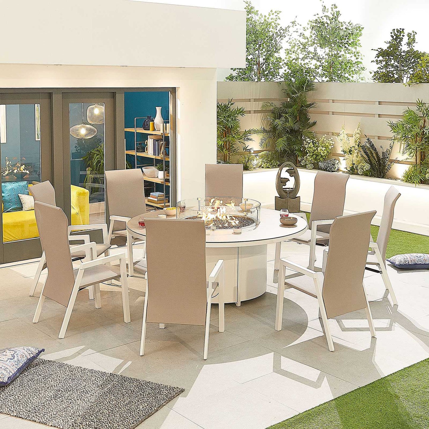 Venice 8 Seat Dining Set with Firepit