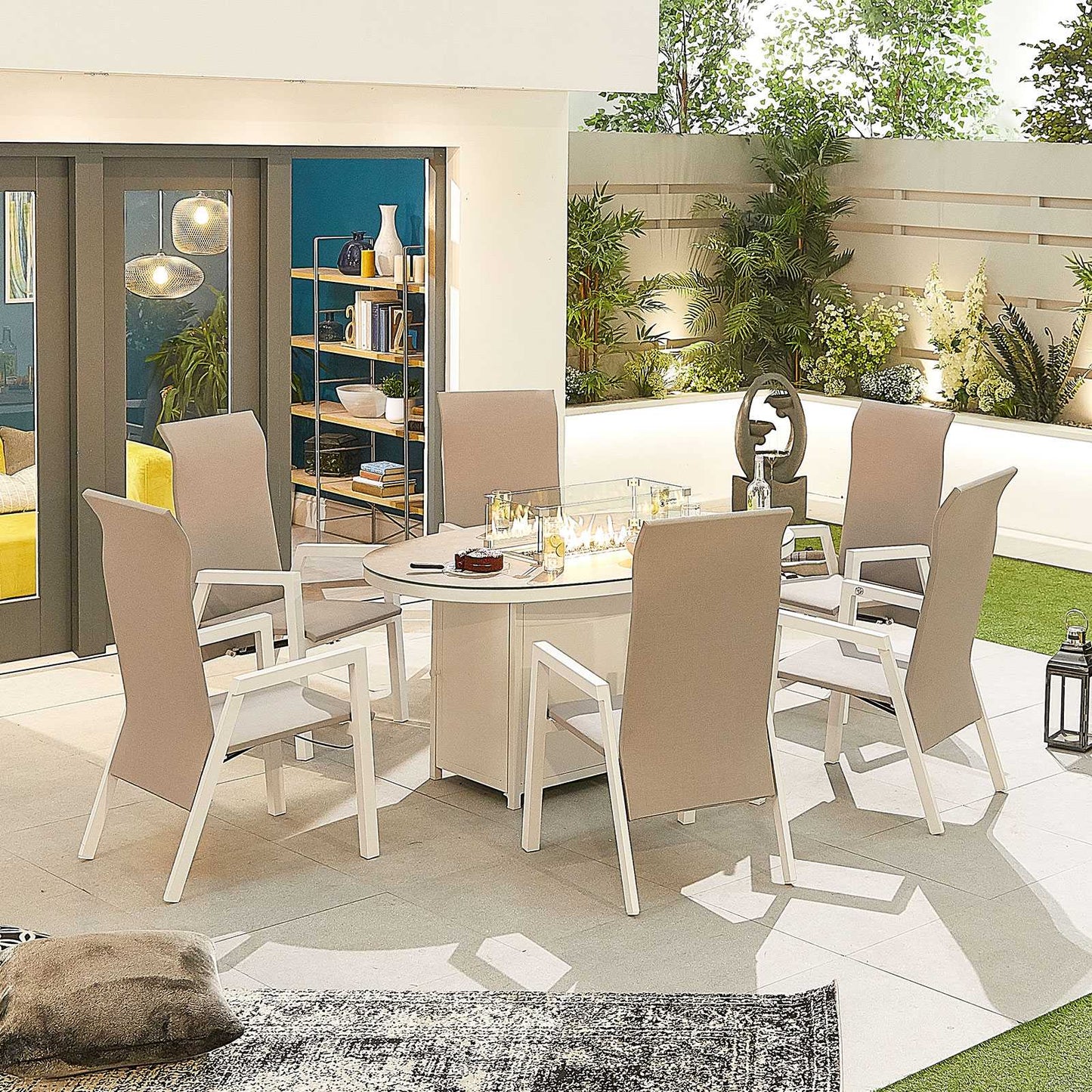 Venice 6 Seat Dining Set with Firepit