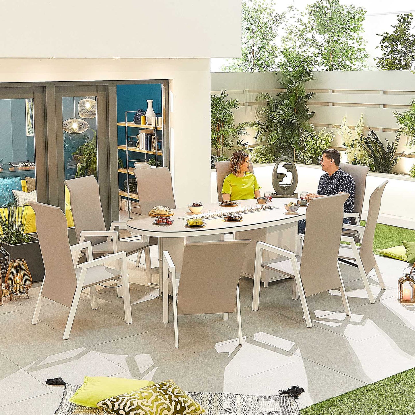 Venice 6 Seat Dining Set with Firepit